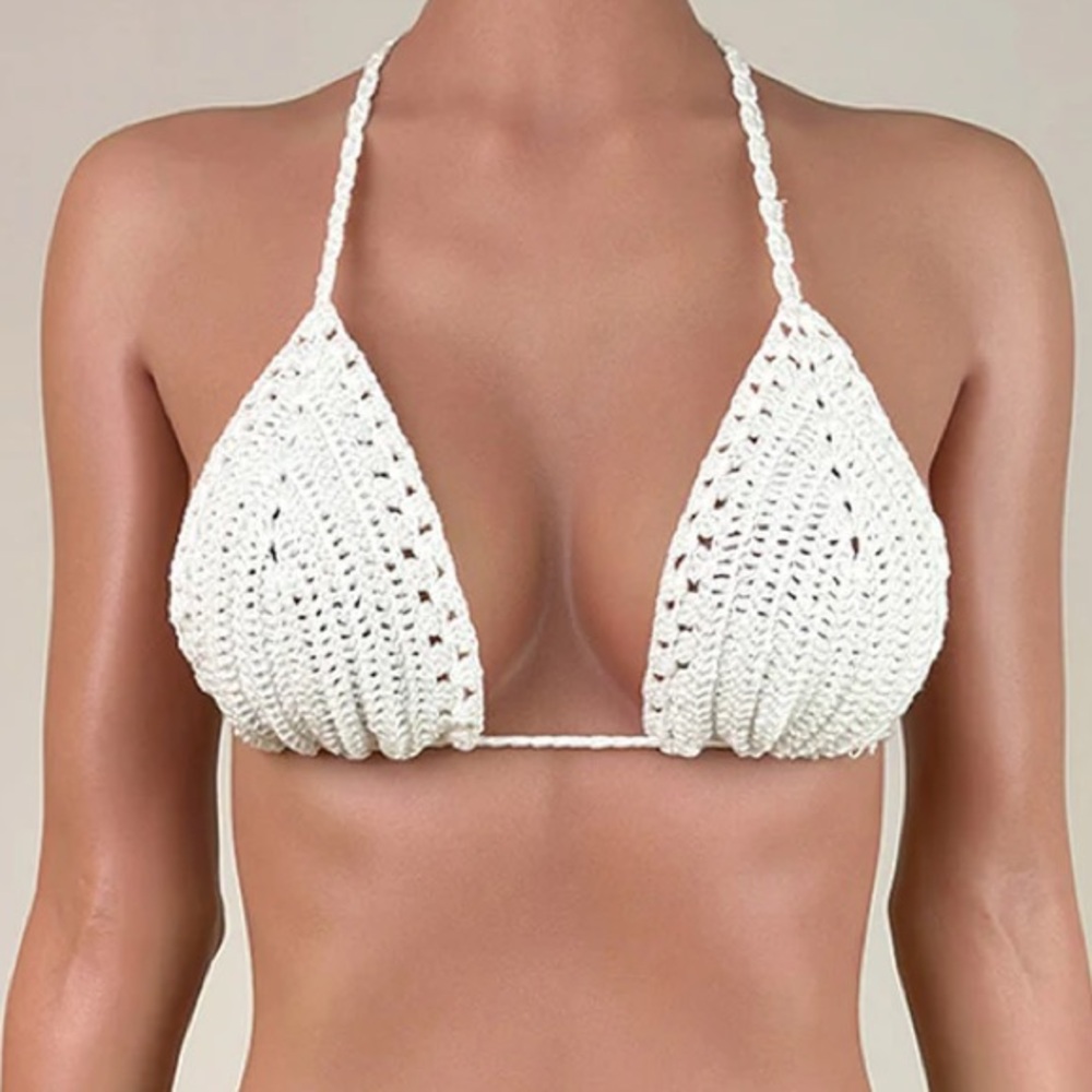 RARE crochet knit bikini top cover up